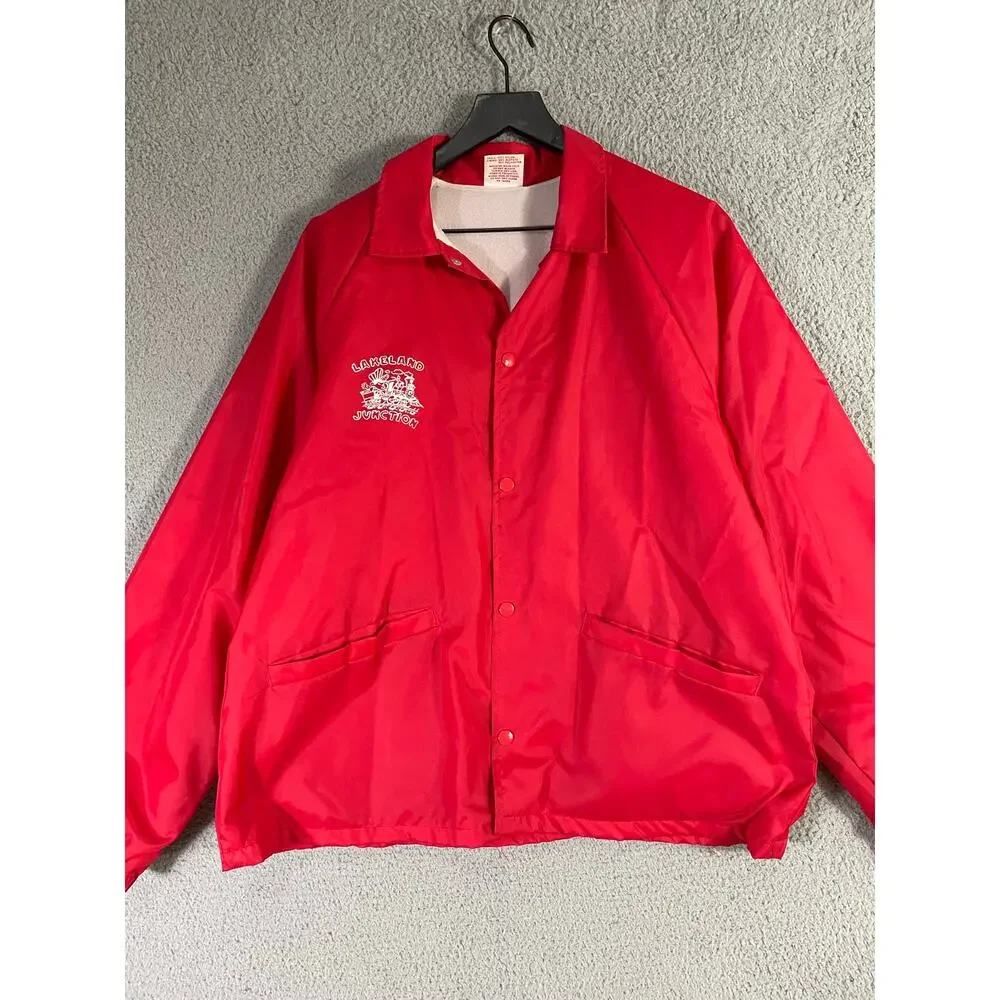 Vintage Cardinal Activewear Lakeland Junction Red‎ Windbreaker Jacket USA Size L